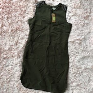 Cremieux Green Sheath Dress (XS) Fux Leather Business